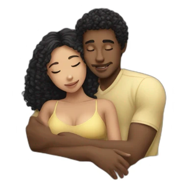 Black man hugging curly lightskin girl sticker