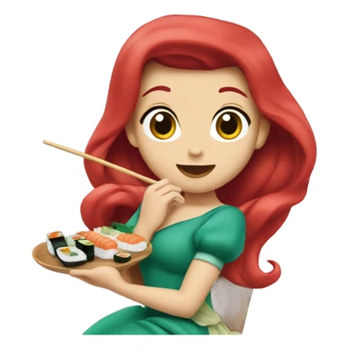 Princess Ariel eating sushi sticker