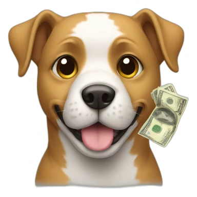 Dog with money  sticker