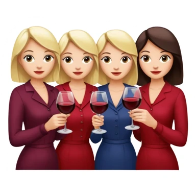 Book club girls. Two blondes, two brunettes. Include glasses of wine too sticker