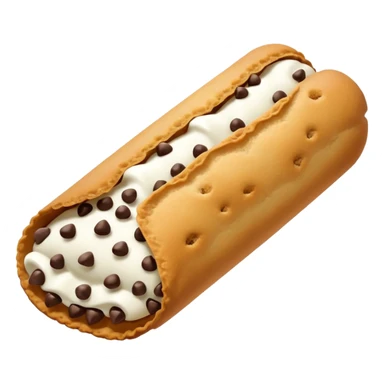 A Cannoli with chocolate chips on one side  sticker