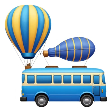 make me a high definition emoji of a Blue bus suspended by a single hot air balloon sticker