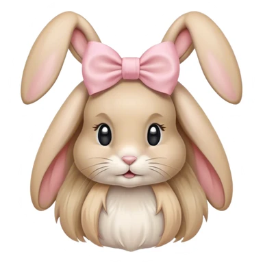 Beige long-haired bunny with a light pink bow on its head sticker