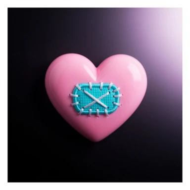 cute emo heart with a stitched patch sticker