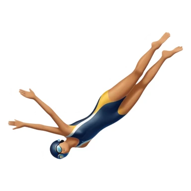 An icon showing a diver captured mid-air in a graceful pose above a pool, with a diving board behind and water below. Splash trails and motion lines emphasize precision and elegance. Transparent background highlights the beauty and focus of competitive diving. sticker