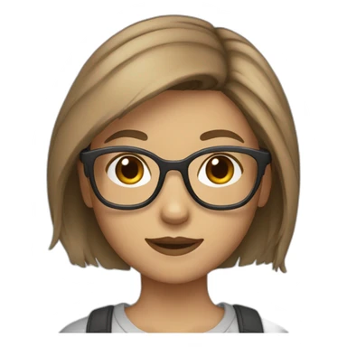 girl with glasses and light brown hair wolf cut style sticker