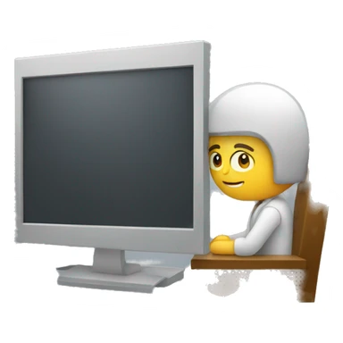 a programmer behind a screen sticker