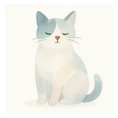 cat in watercolor art style sticker