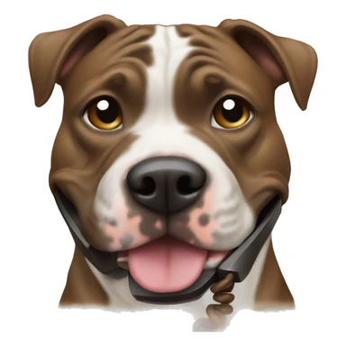 Brindle pitbull talking on a landline sticker