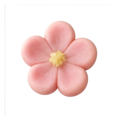 pink flower-shaped confectionery, floating, transparent background, no background or shadows sticker