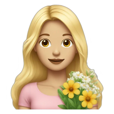 blonde girl with flowers sticker