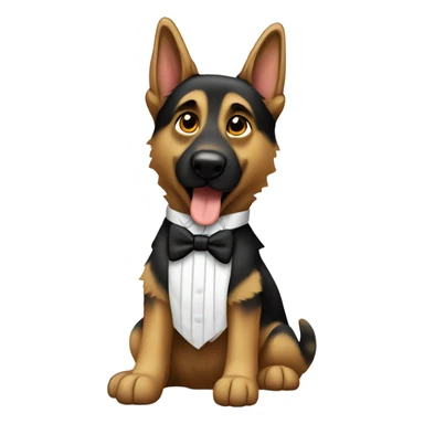 Flying German Shepard dog with white tie sticker
