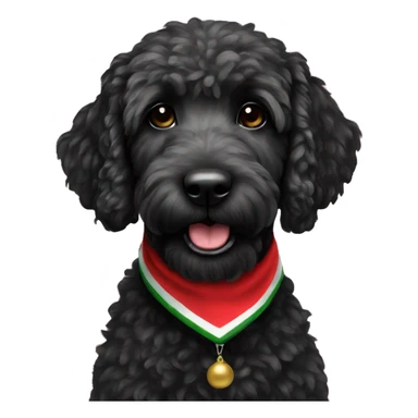 Black golden doodle wearing a Christmas bandana sticker