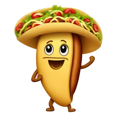 Happy mexican taco holding a hotdog dancing sticker