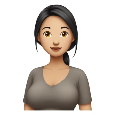 Pregnant asian with mid length hair on her birthday sticker