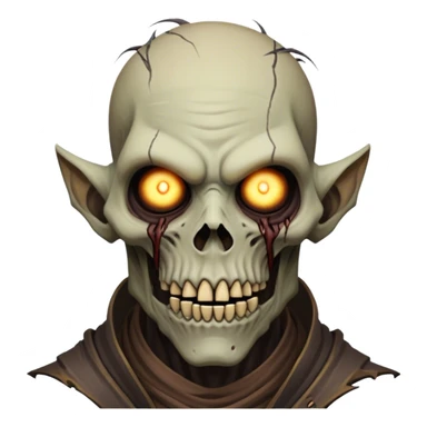 Cinematic Realistic WoW undead civilian Portrait, head tilted epicly and inquisitively, showcasing grim resilience and defiant strength. His withered, pallid skin and intense, glowing eyes contrast starkly with his worn, earth-toned clothes, rendered in meticulous detail. With dynamic, high-contrast lighting and high shine, this portrait exudes an epic aura, capturing the relentless will of a battle-hardened undead civilian. sticker