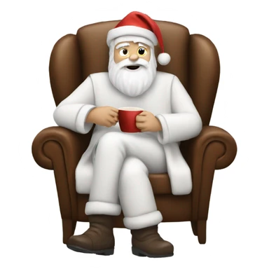 White Santa drinking coffee in chair  sticker