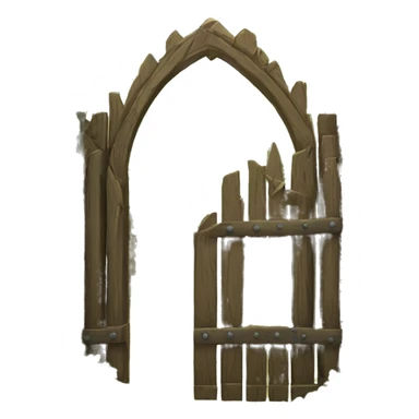 wooden medieval gate with plants sticker