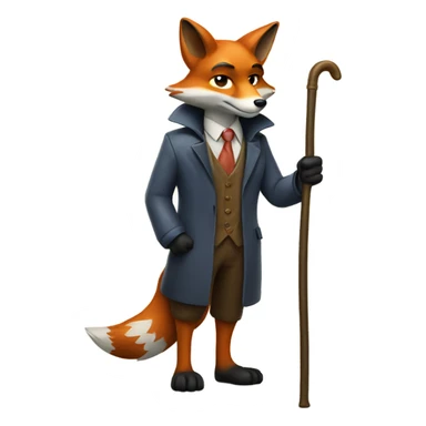 fox with a cane in hand sticker