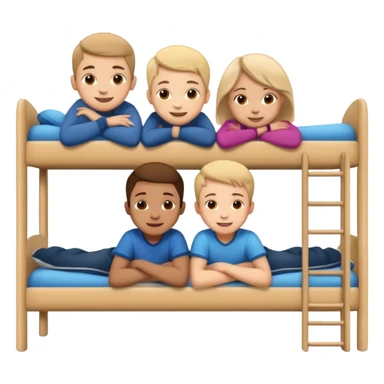 happy kids sitting on a bunk bed sticker