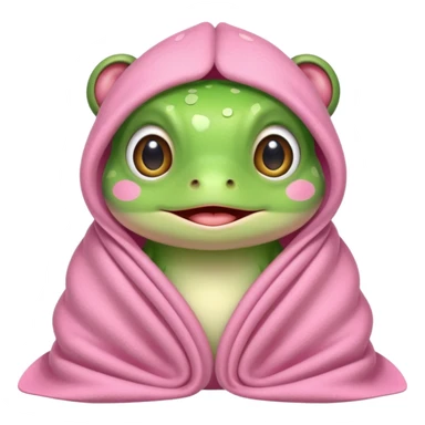 Cute kawaii Frog in a pink blanket sticker