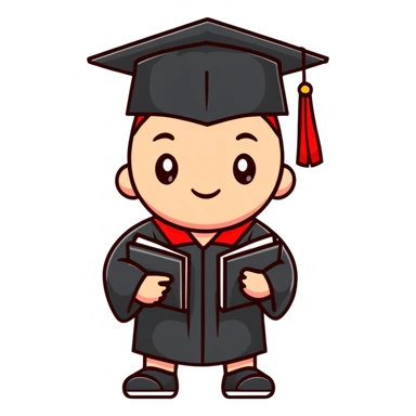 student with a red F grade, slumped posture, graduation cap sticker