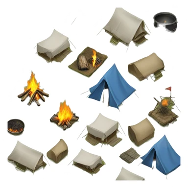 several tents around a fire birds eye view sticker