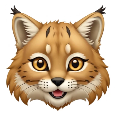 Cinematic-realistic cute-Lynx-Portrait-Emoji – Head tilted dramatically with an exaggeratedly amused expression, featuring a thick, tufted golden-brown coat with striking black ear tufts, wide, expressive amber eyes filled with playful disbelief. zoomed out to show fluffy fur sticker