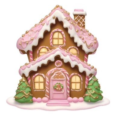 light pink and gold and white gingerbread house sticker