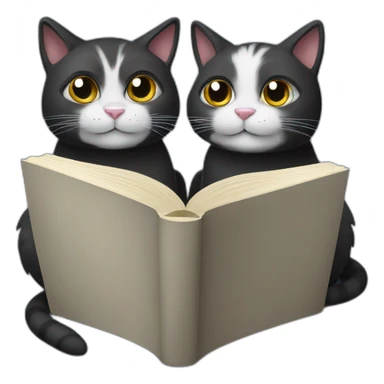 Gray and black cats reading book sticker