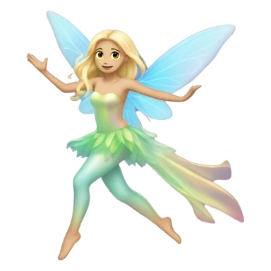 Iridescent fairy flying long hair blonde full body sticker
