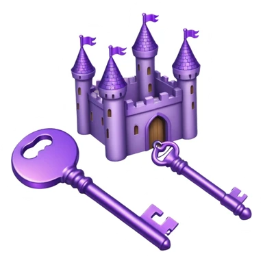 glitter purple key of castle sticker