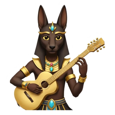 ancient anubis play guitar sticker