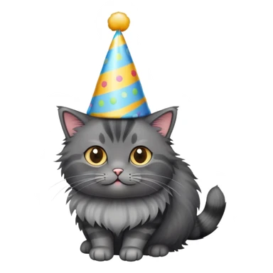 Fluffy black black grey cat birthday  sticker