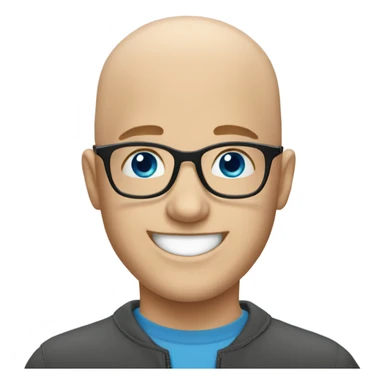 happy bald boy with glasses blue eyes sticker