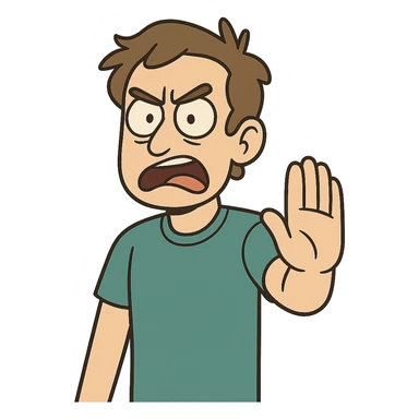 person making a 'stop' pose sticker