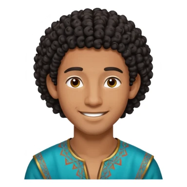 Young man with black curly hair cascade Haircut and dark skin, moroccan / amazingh race sticker