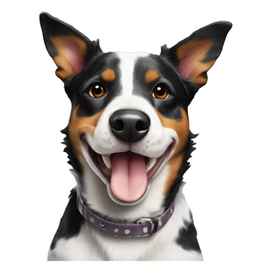 Australian black and white cattle dog with its tongue out  sticker