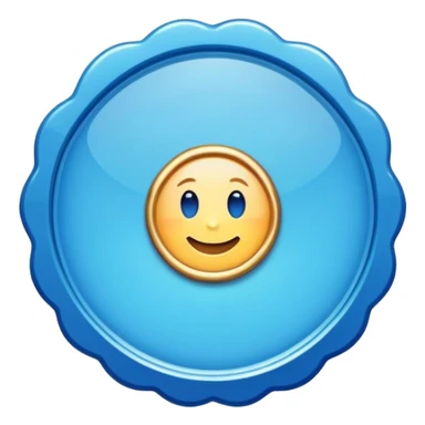 A blue scalloped circle with a verified thing sticker
