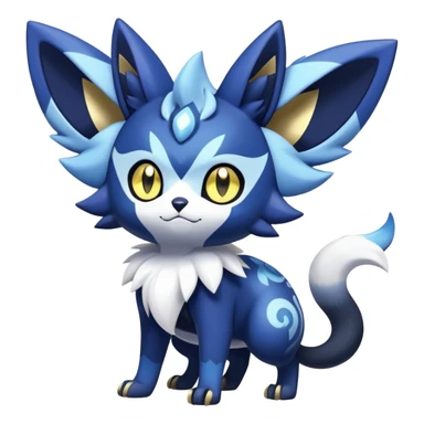 Shiny mExotic Colorfulj Excessive Mysterious Gothic Meowstic-Zorua-Noibat-Pokémon-Fakémon-hybrid-creature (full body) with pattern-markings with golden eyes sticker