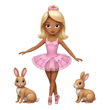 Brown skin blonde hair barbie ballerina with bunny  sticker