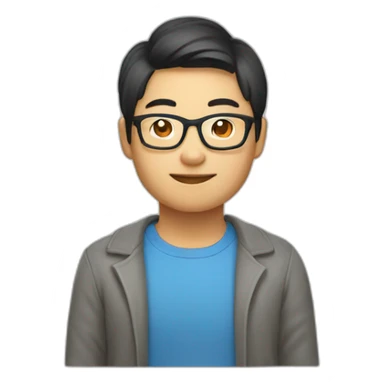 Apple style Asian developer with glasses sticker