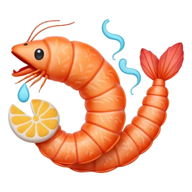 surreal prawn cracker emoji with swirling patterns, odd dreamlike lighting sticker