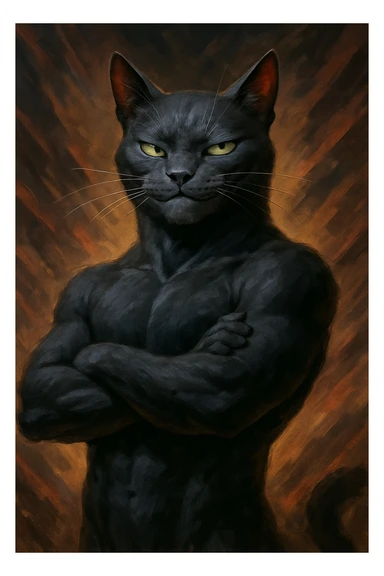 sigma cat, smirking, powerful pose sticker