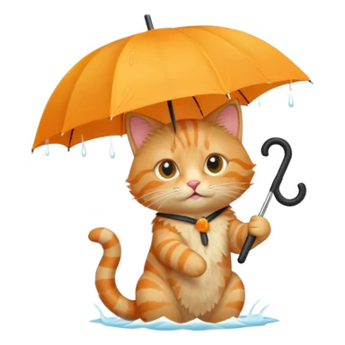 cat holding an umbrella sticker