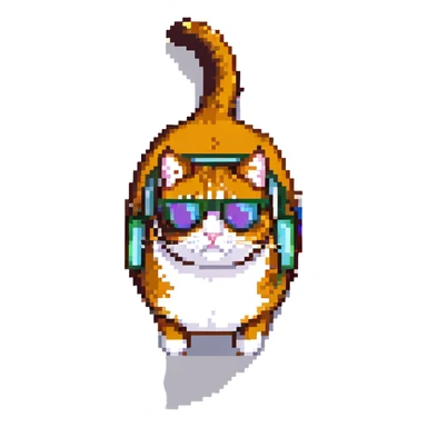 A cat wearing sunglasses, top-down view sticker