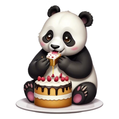 panda eating cake sticker