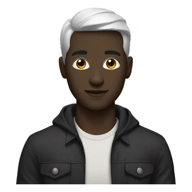 Homme, black veryshort hair, black skin sticker