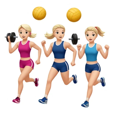 buatkan emoji yang mengandung unsur gym,volley,running sticker