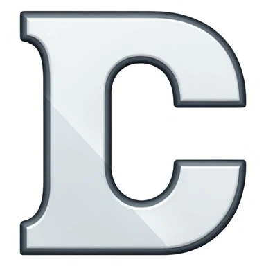 A white letter C with black background and white line crossing the C  sticker